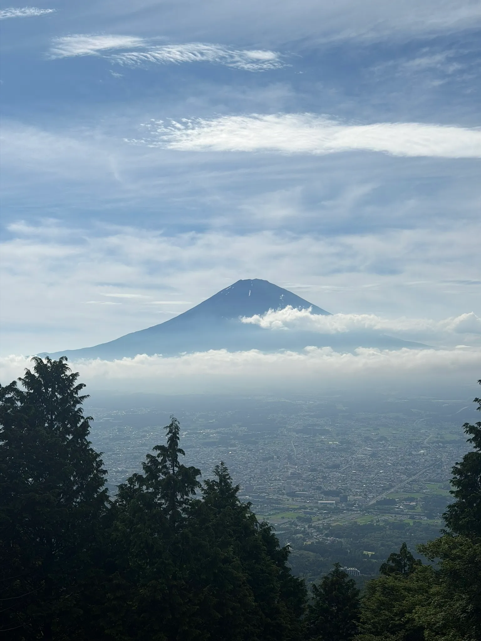 乙女峠から見た富士山と御殿場市街